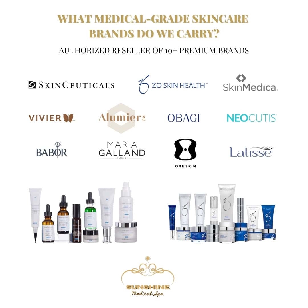 Sunshine Cosmetic Clinic & Medi Spa is authorized reseller of 10+ premium medical-grade skincare brands in Mississauga area.