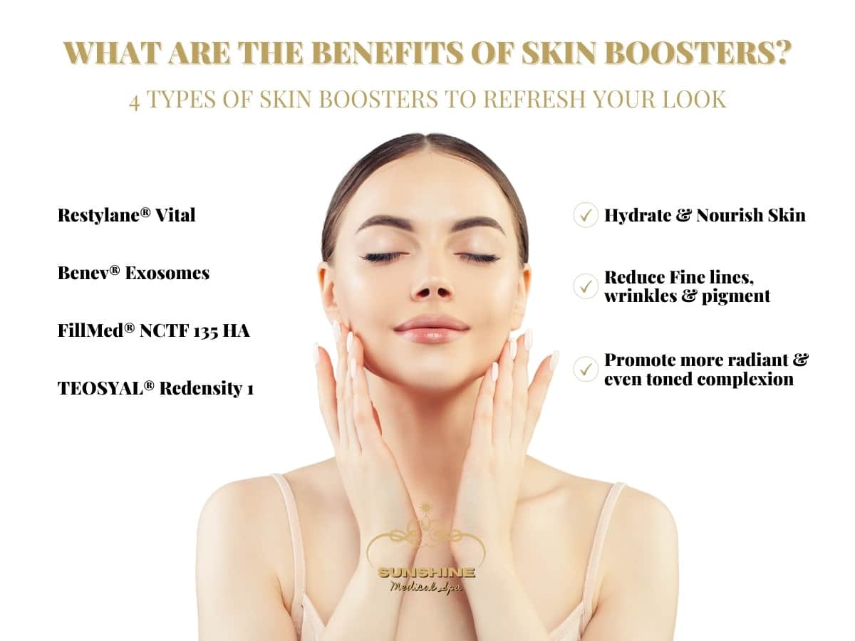 At Sunshine Cosmetic Clinic & Medi Spa in Mississauga, we provide several different types of skin boosters to refresh your look. Contact us for a free consultation!