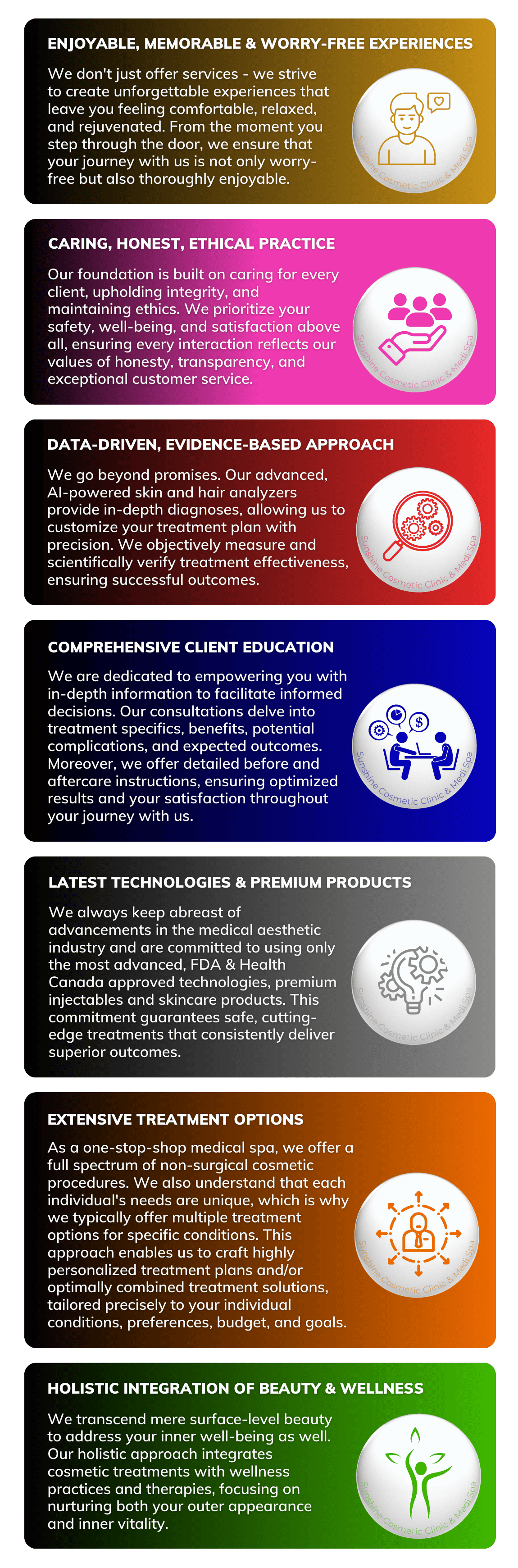 OUR 7 KEY DIFFERENTIATORS that set us apart from other medical spas