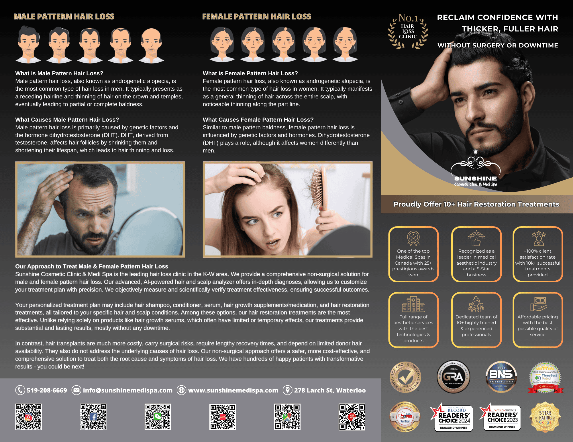 Brochure - Hair Restoration -Sunshine Cosmetic Clinic and Medi Spa - front