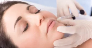 A woman getting a lip filler in Mississauga